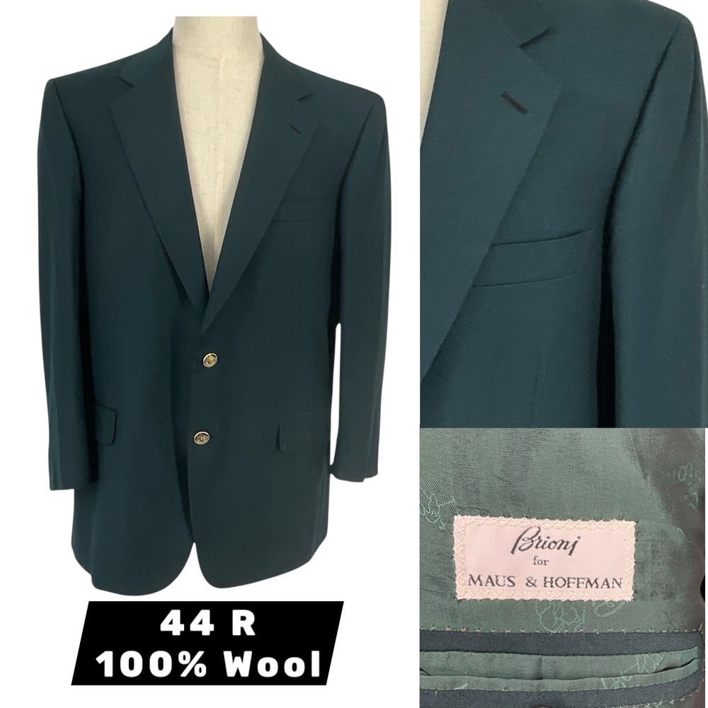 Brioni Maus & Hoffman Mens 44R Green Wool Blazer Sport Coat Palatino Italy